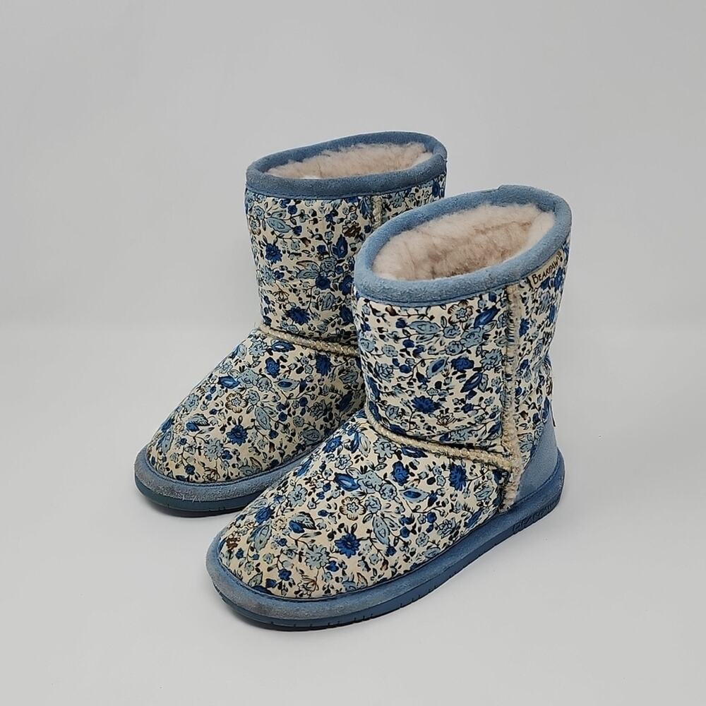 Bearpaw Ivy Youth Fur Toddler Girl Floral Boots Size 11